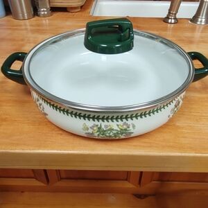 Metal casserole Dish Floral